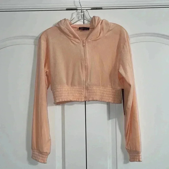 Viore La Vie Ribbed Orange Crop Top Front Zip Hoodie​​ - Picture 10 of 16